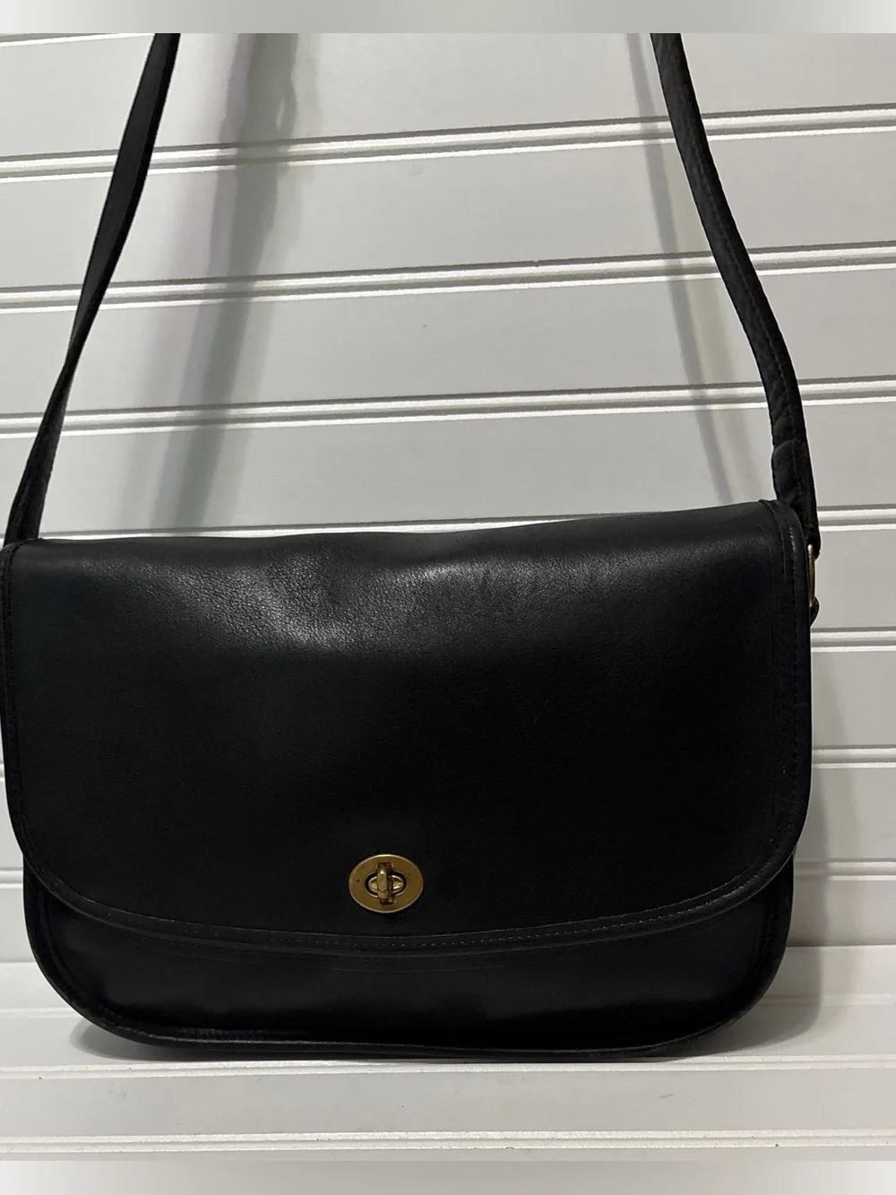 COACH Vintage City Black Leather Shoulder Crossbody Bag Tote Made in USA
